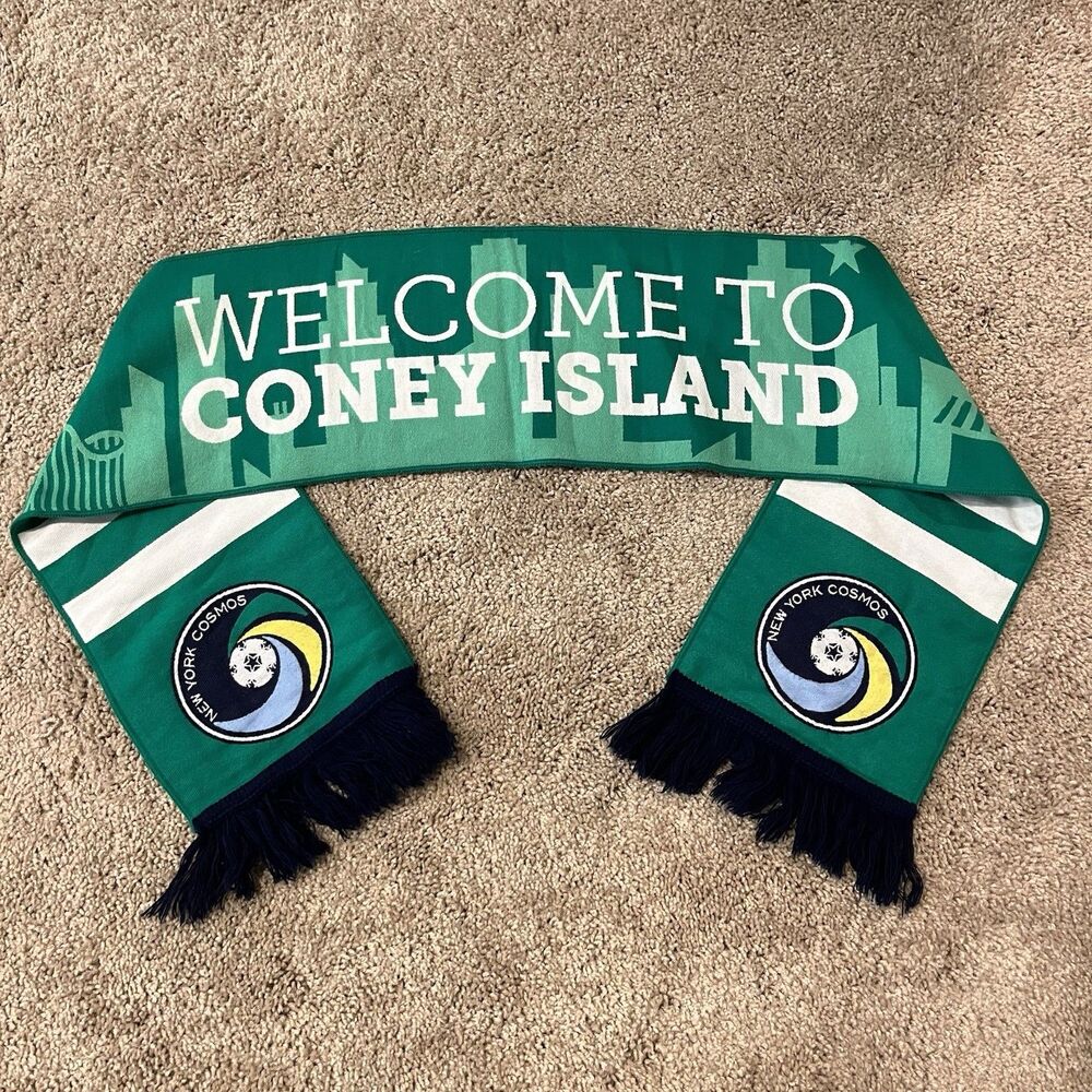 NY Cosmos Coney Island Soccer Team Vintage Green Blue Scarf